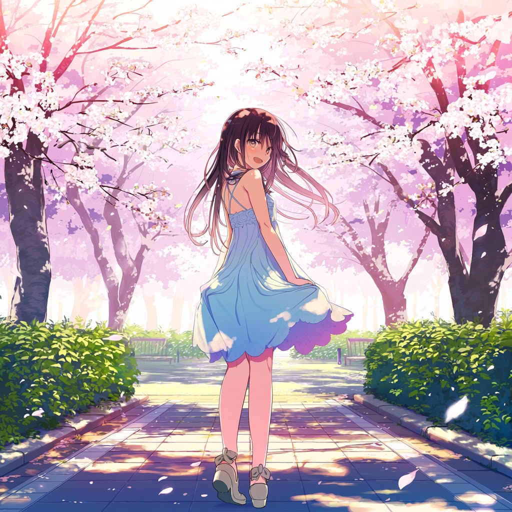 桜と少女