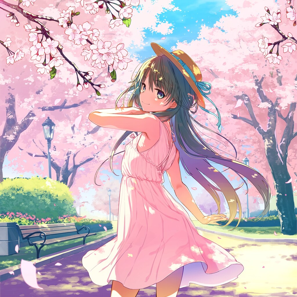 桜と少女