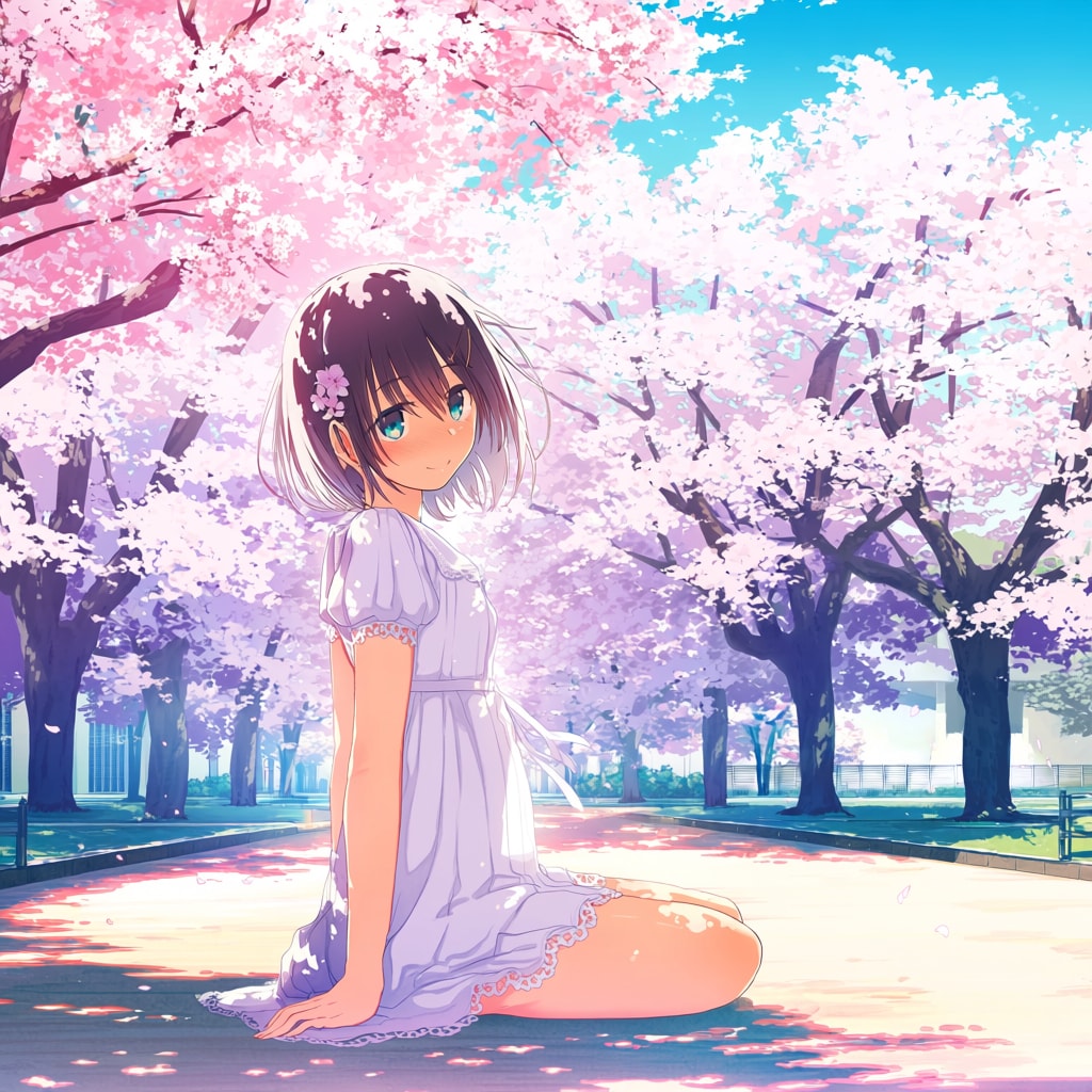 桜と少女