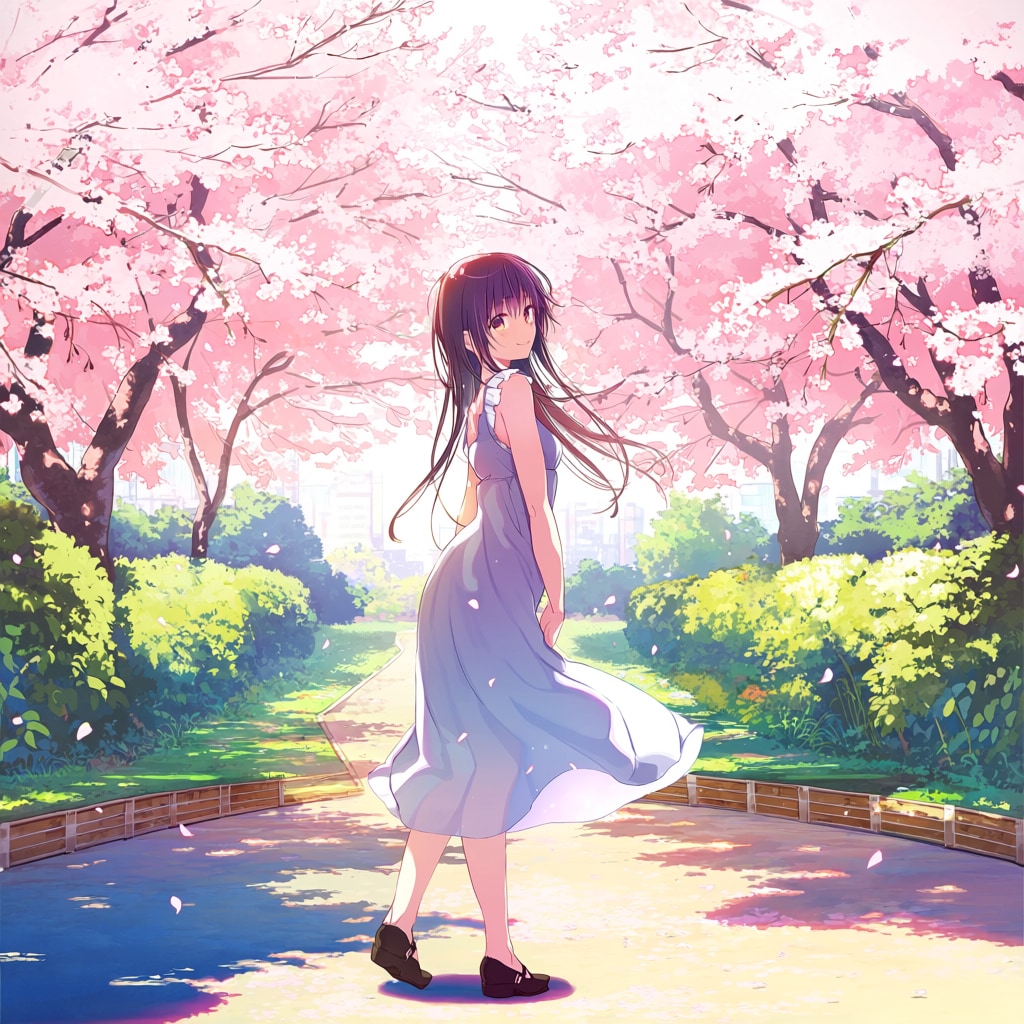 桜と少女