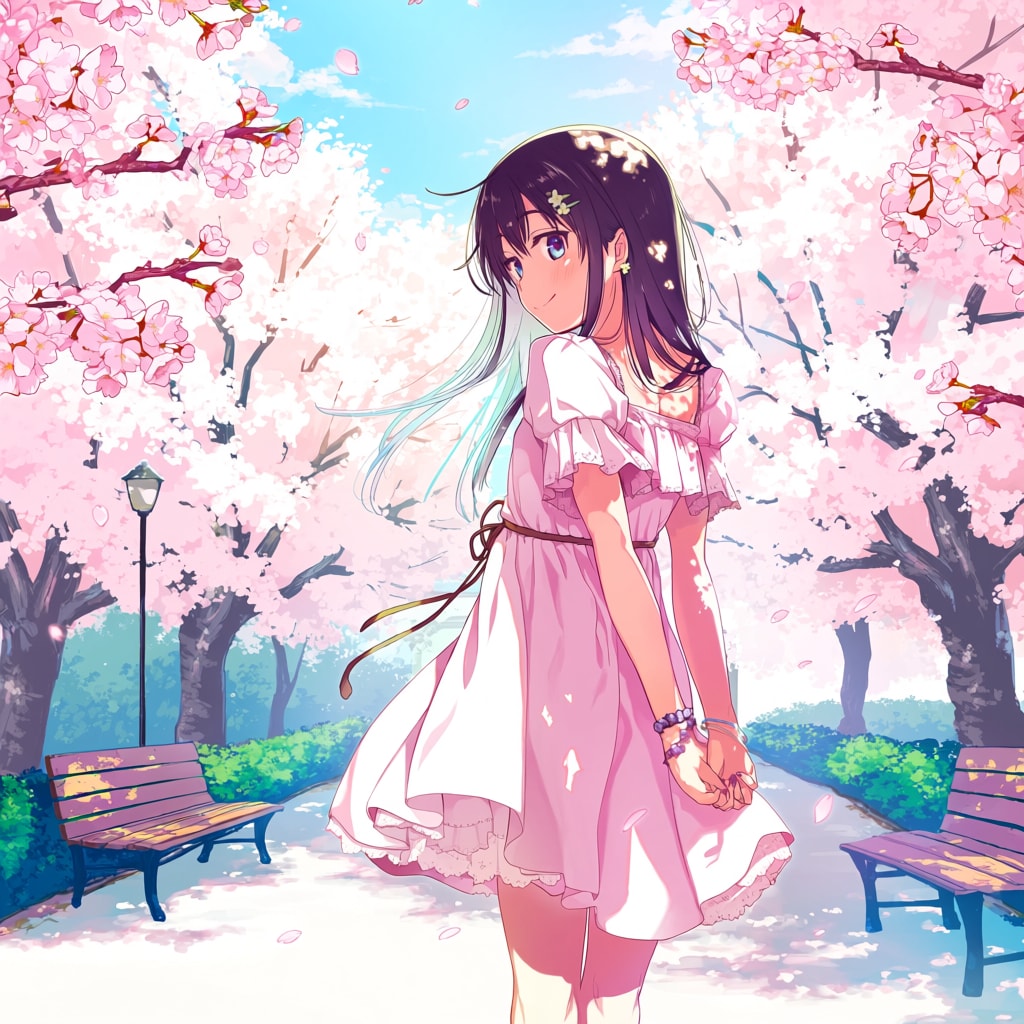桜と少女