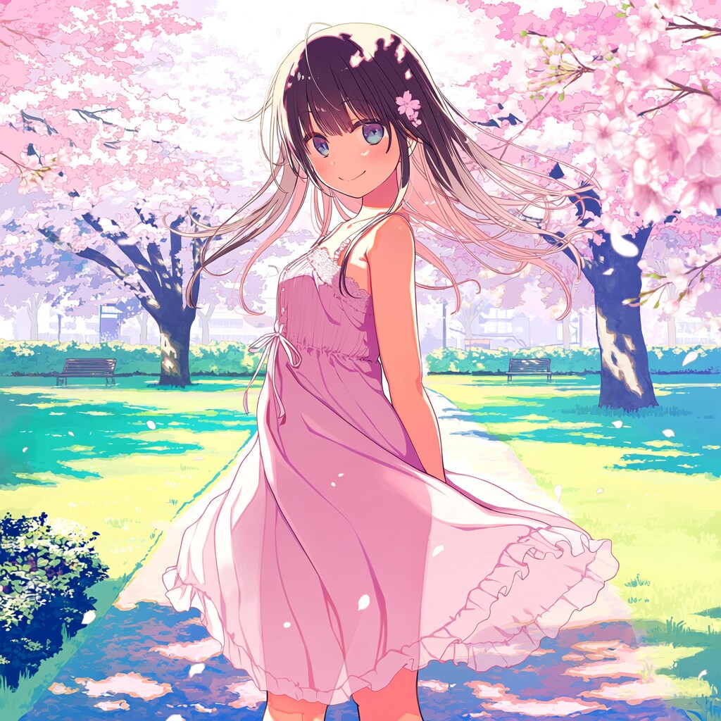 桜と少女