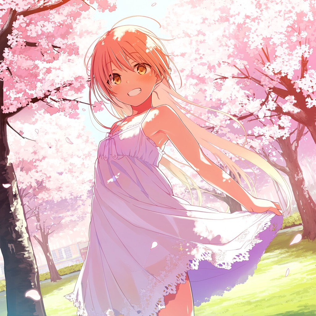 桜と少女