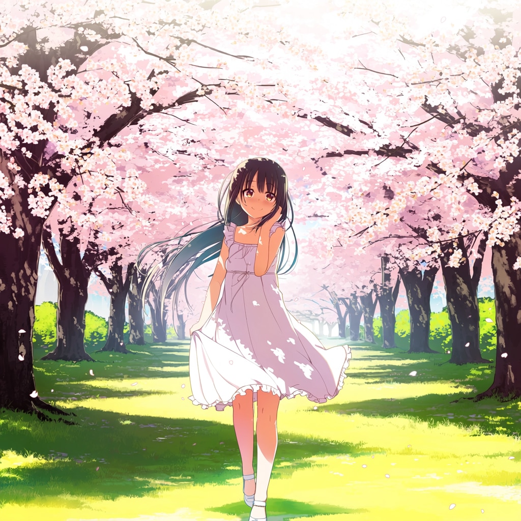 桜と少女