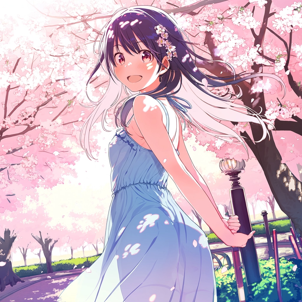 桜と少女