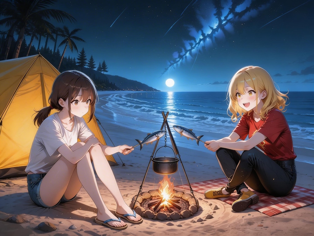 コナエミ Camp on the beach (うちの子秘話もあるよ！)