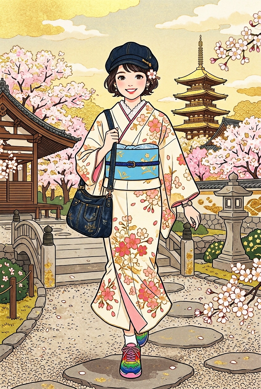 今風着物コーデ | の人気AIイラスト・グラビア