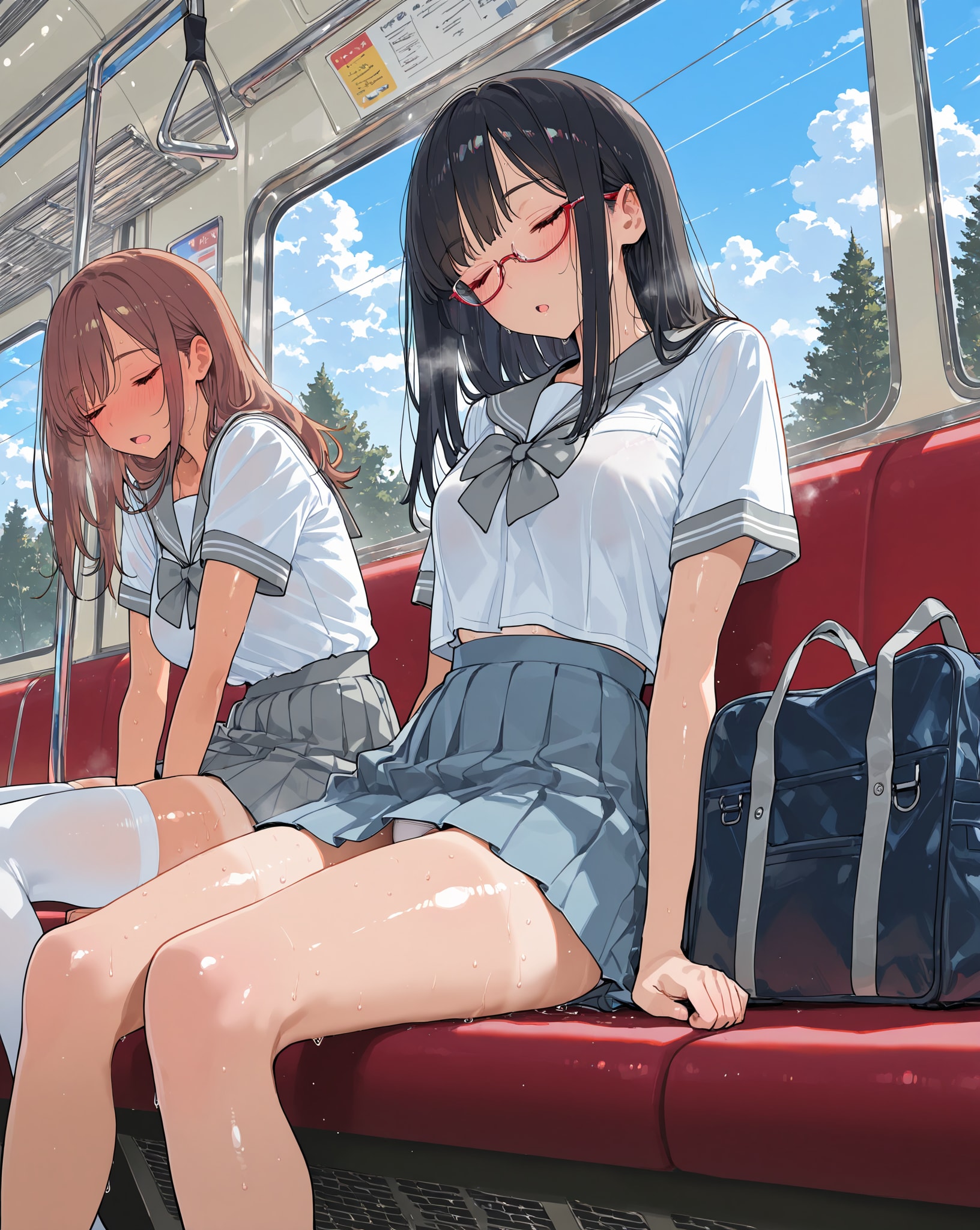 車内涼しー…ウトウト…無防備♪