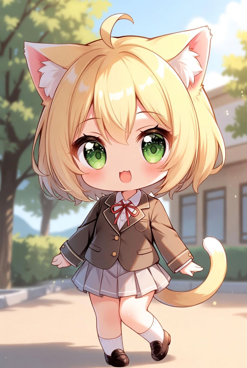 ネコミミ少女の制服姿