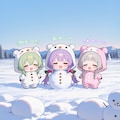 仲良しちゃんと雪だるま 2枚目