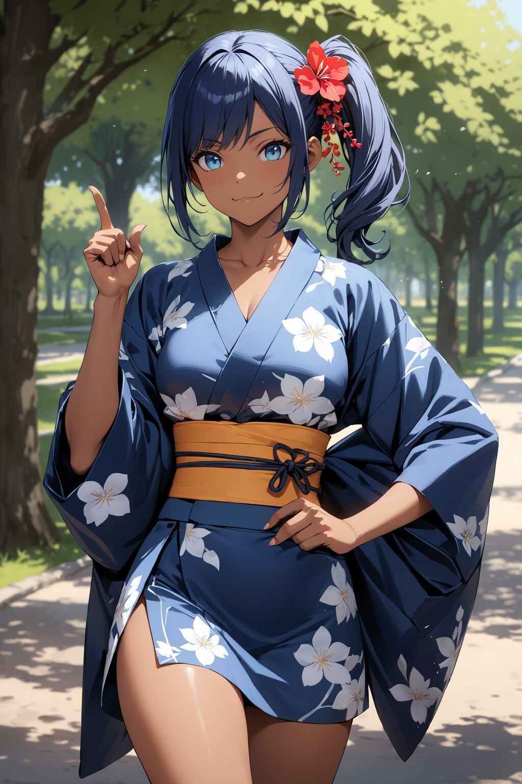 サイドテールの浴衣娘
