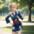 サイドテールの浴衣娘 4枚目