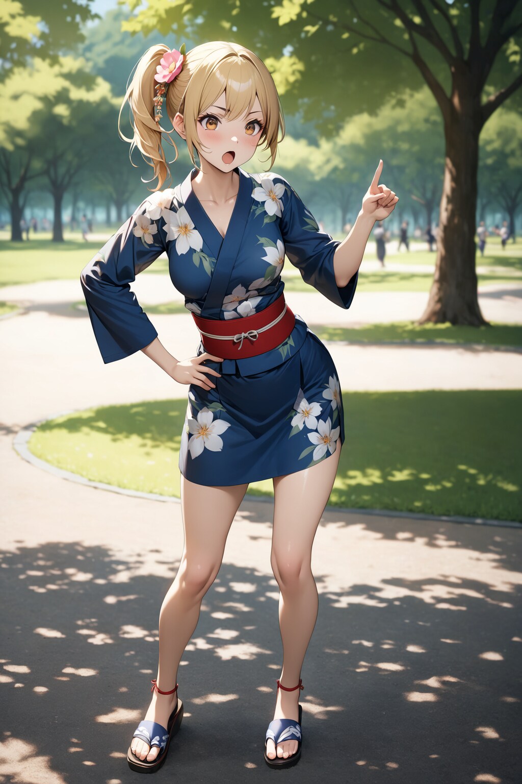 サイドテールの浴衣娘
