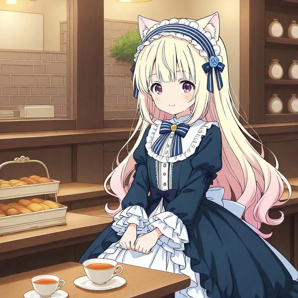 猫耳メイドさんのカフェ | の人気AIイラスト・グラビア