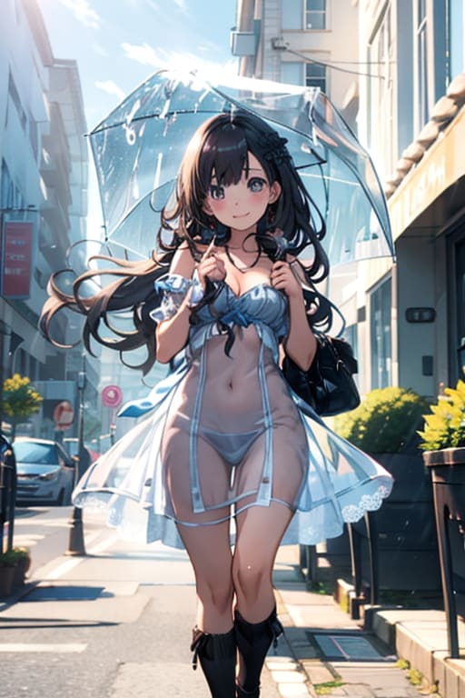 レインコートの女の子