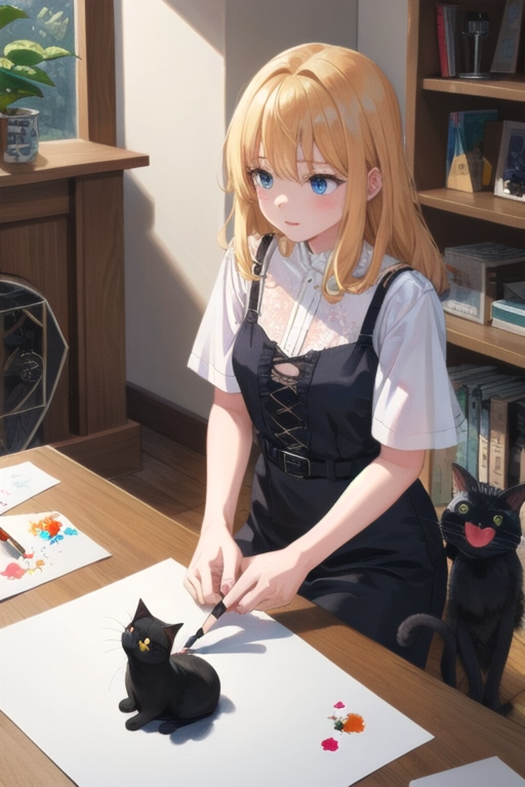 魔女と猫を描いてもらった