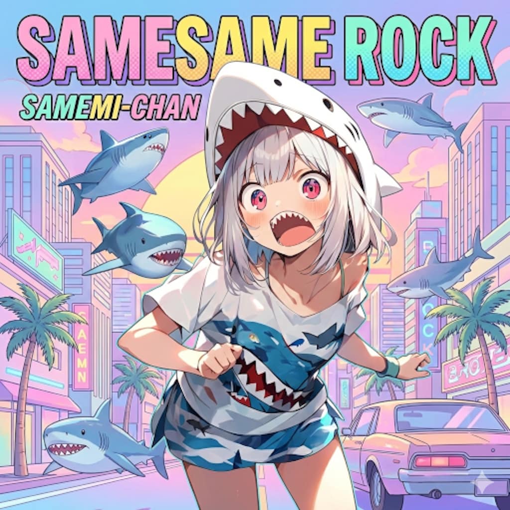 CDジャケット風のサメ美ちゃん