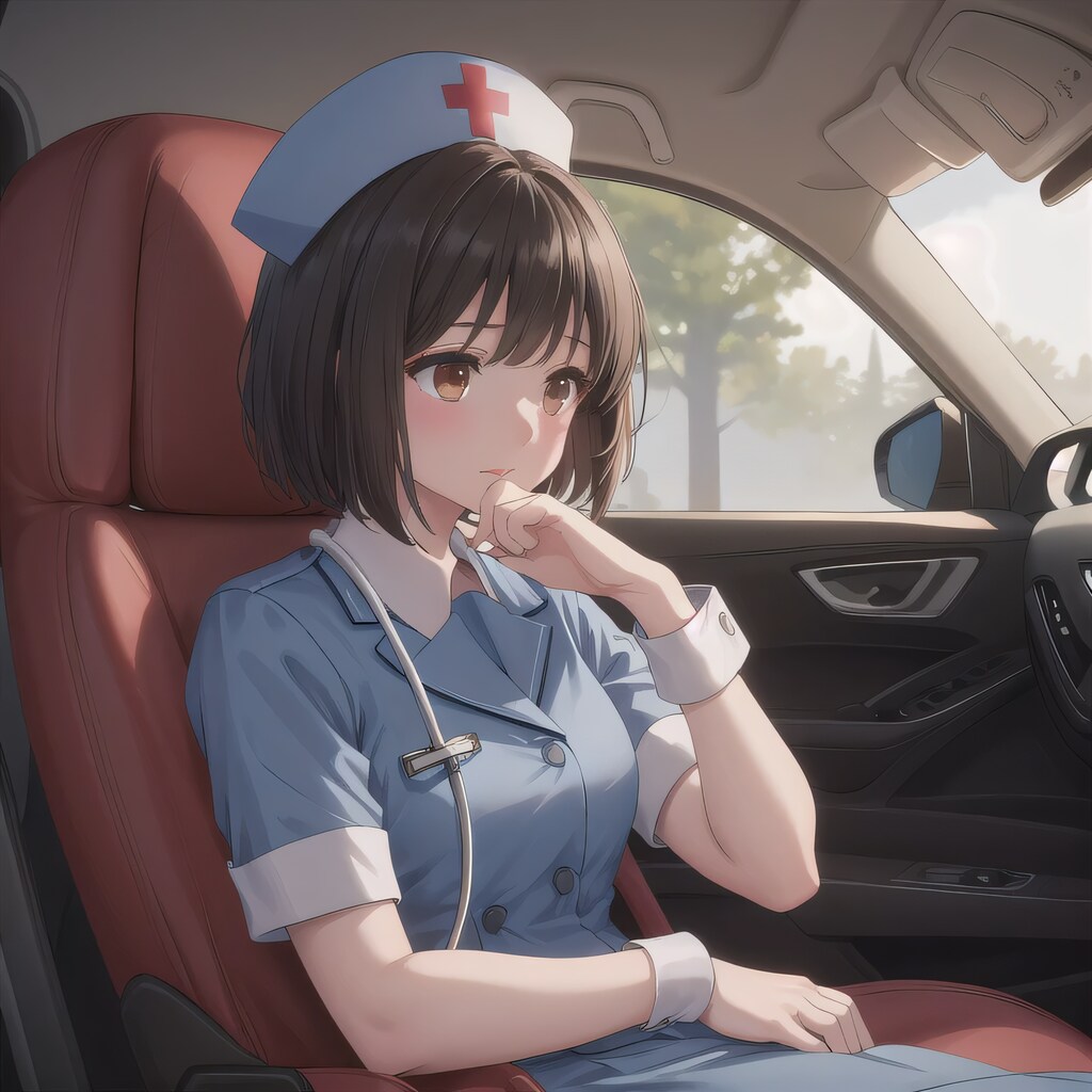 黒髪ボブで車内の少女３