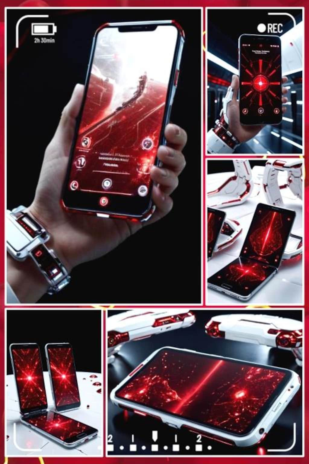 近未来的なスマホ　コラージュ