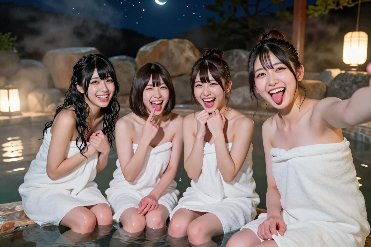 湯けむりの中で、大笑い