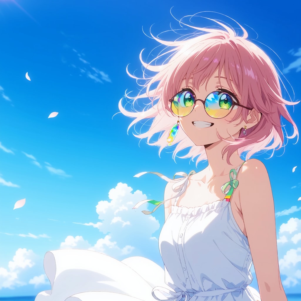 虹色レンズ、映る空も虹色に。 | の人気AIイラスト・グラビア