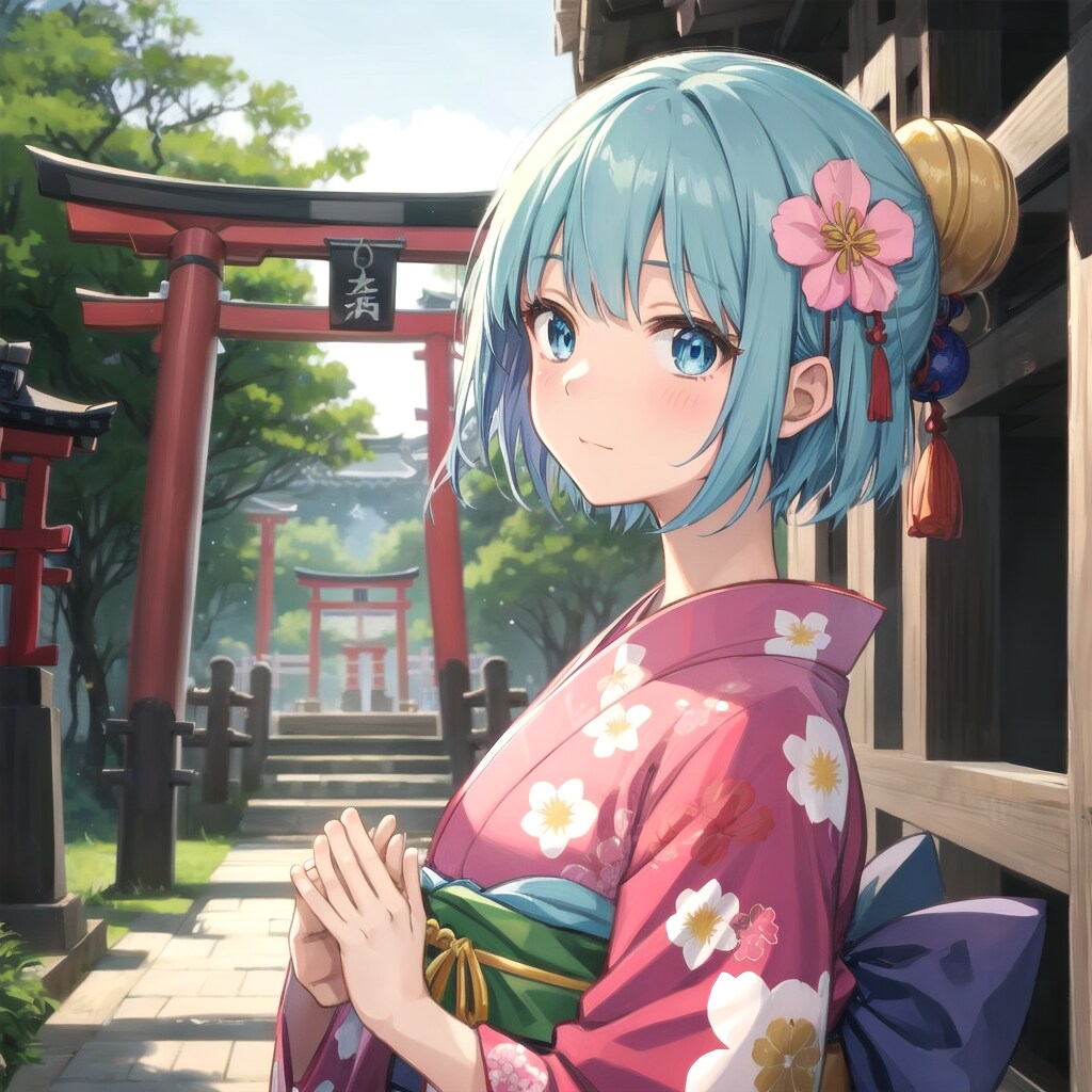 神社で参拝 | の人気AIイラスト・グラビア