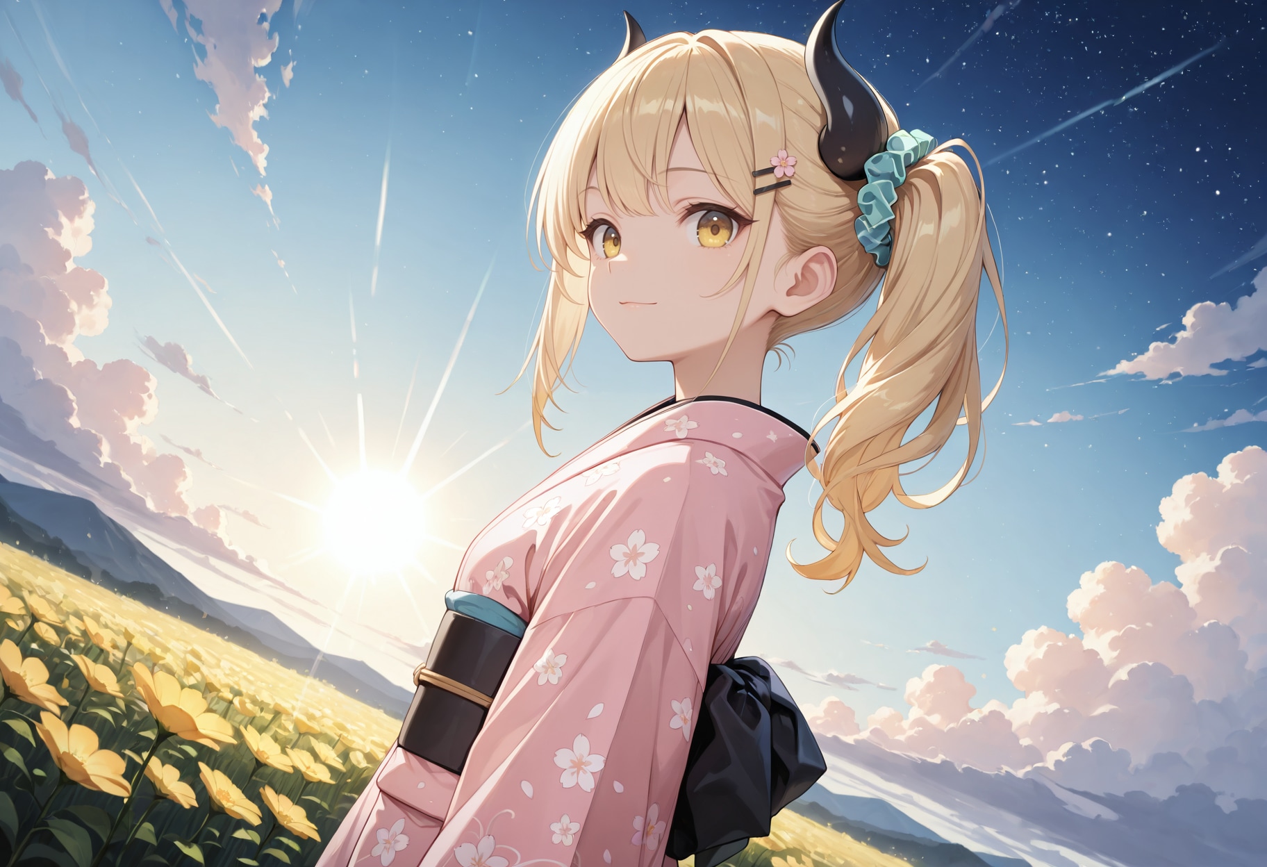 朝日と着物女鬼高生さん | の人気AIイラスト・グラビア