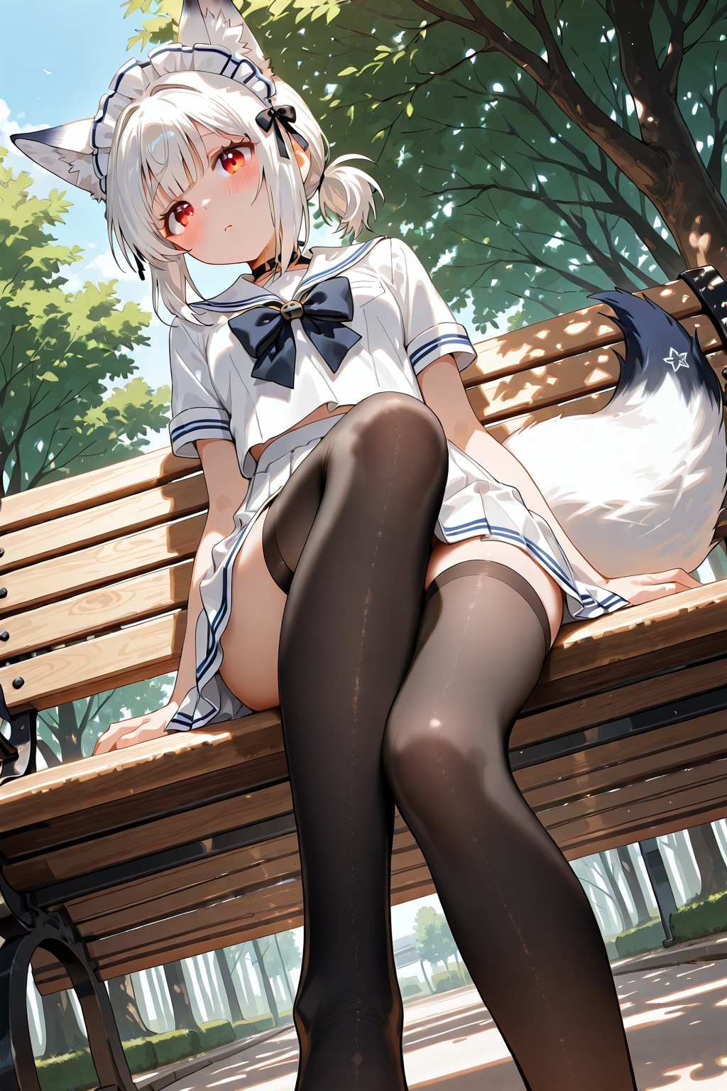 公園の狐耳メイド