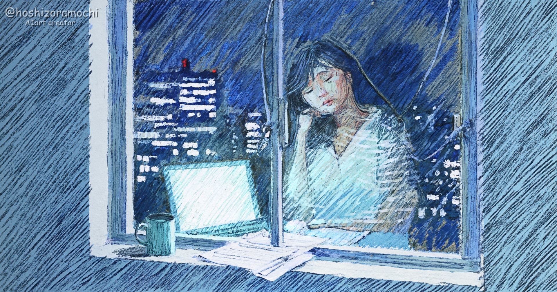 夜の街に溶け込む、疲れた私😔