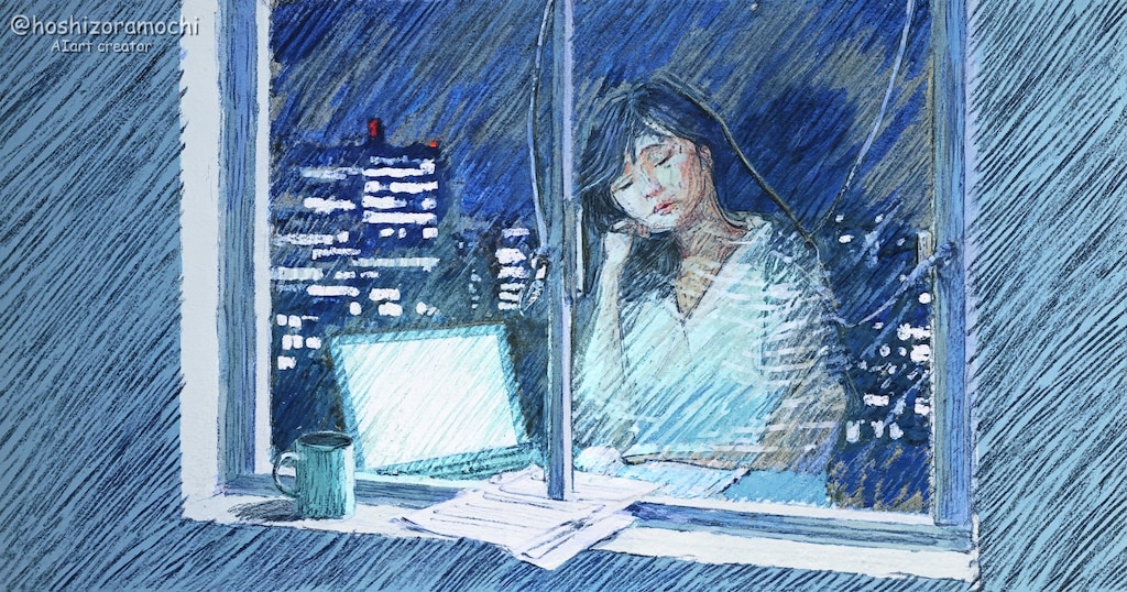 夜の街に溶け込む、疲れた私😔