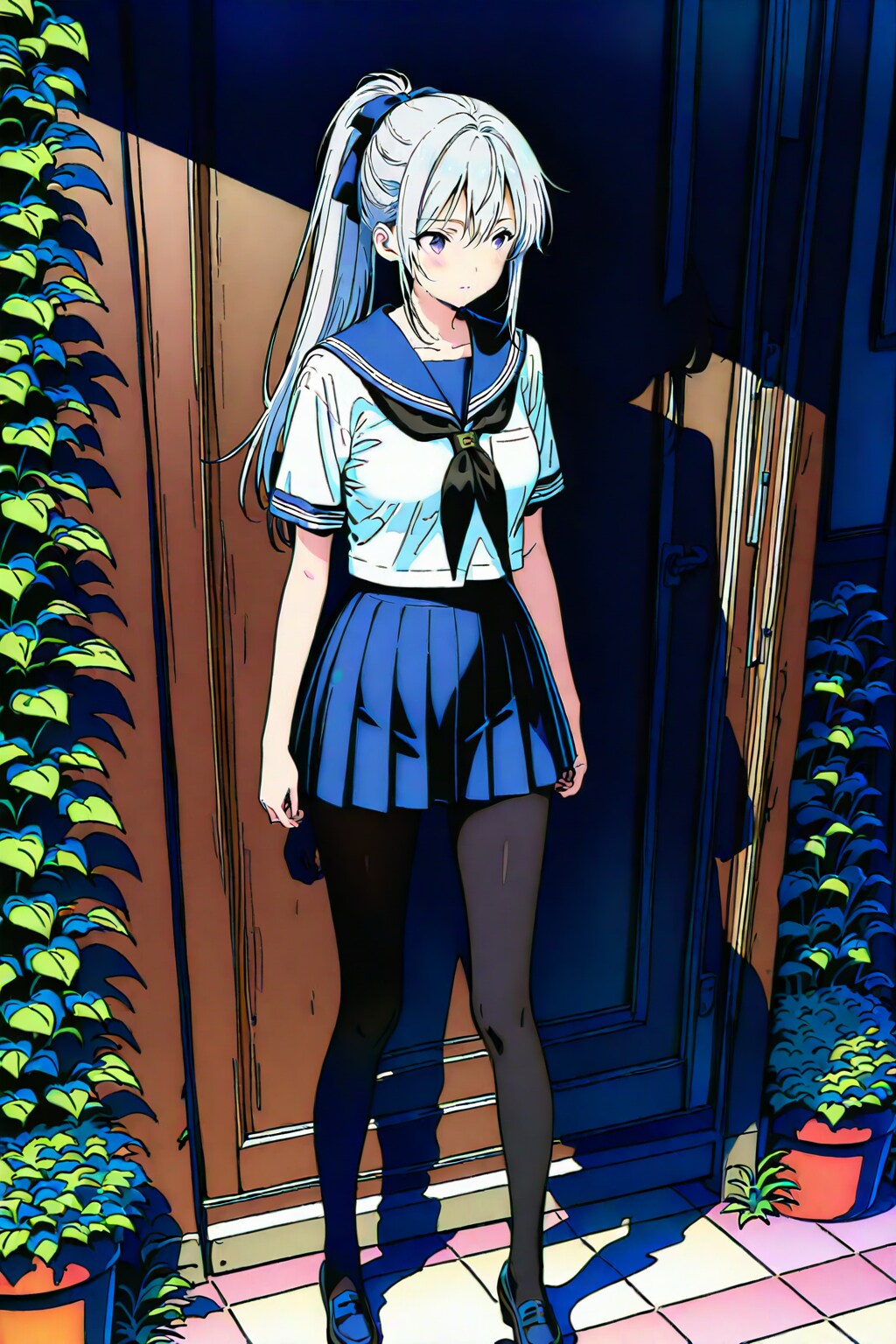 (993HQ)銀髪ちゃんセーラー服