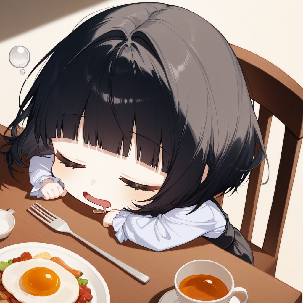 朝ご飯中に・・