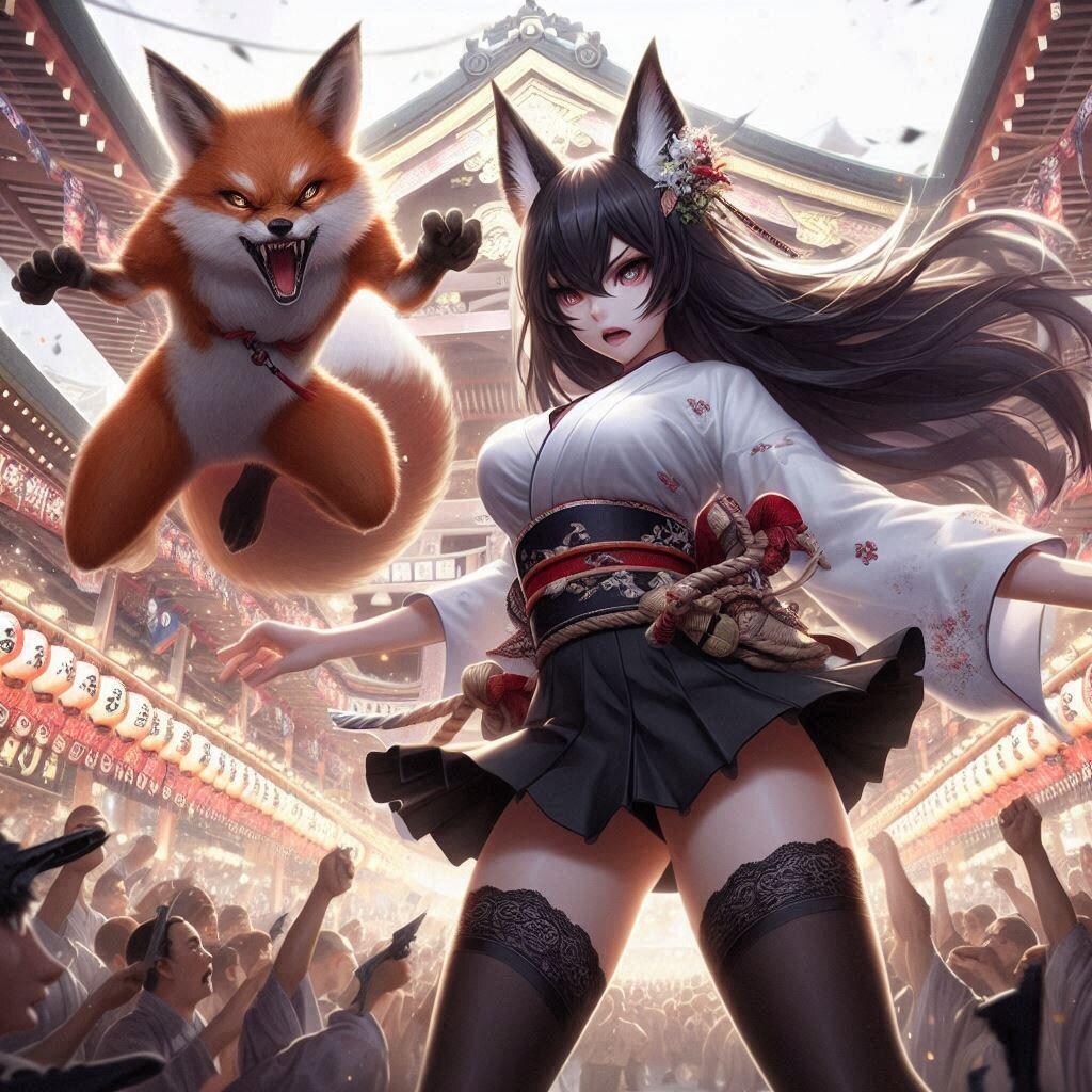 妖狐と闘うオキツネ巫女