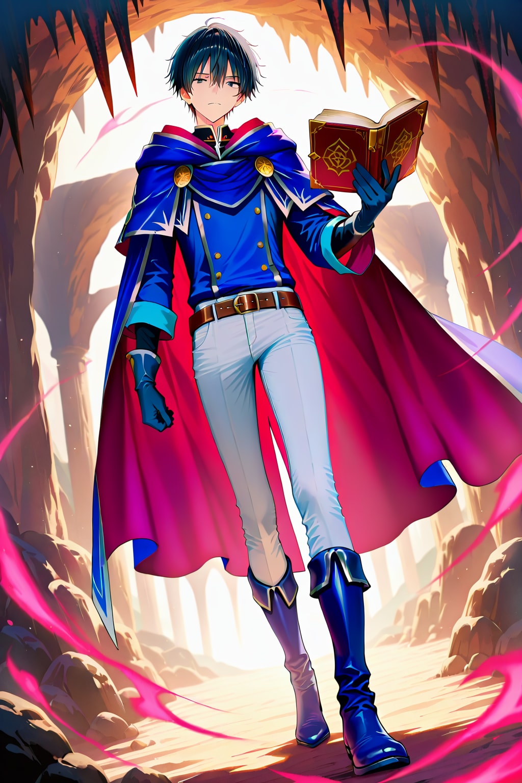 ファンタジーな古代遺跡の前、大きな男性魔導師1-1-1-1-4-2 | の人気AIイラスト・グラビア