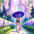 和服、番傘、藤の花 3枚目