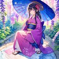和服、番傘、藤の花 2枚目