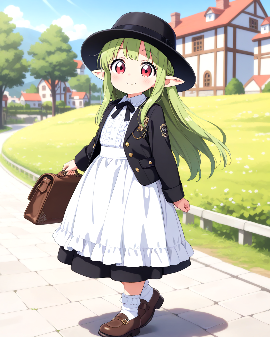 エルフの村の学生服 | の人気AIイラスト・グラビア