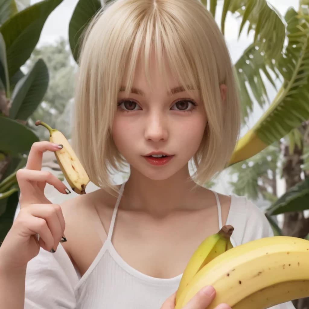 金髪ボブでバナナの美女