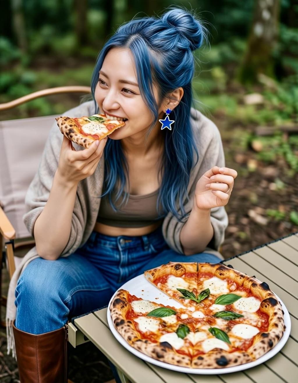 雫ちゃん💧リンちゃん💙ピザを食べる🍕