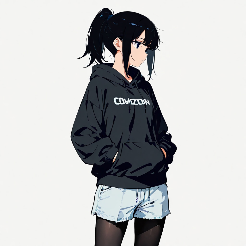 パーカーポニテ女子