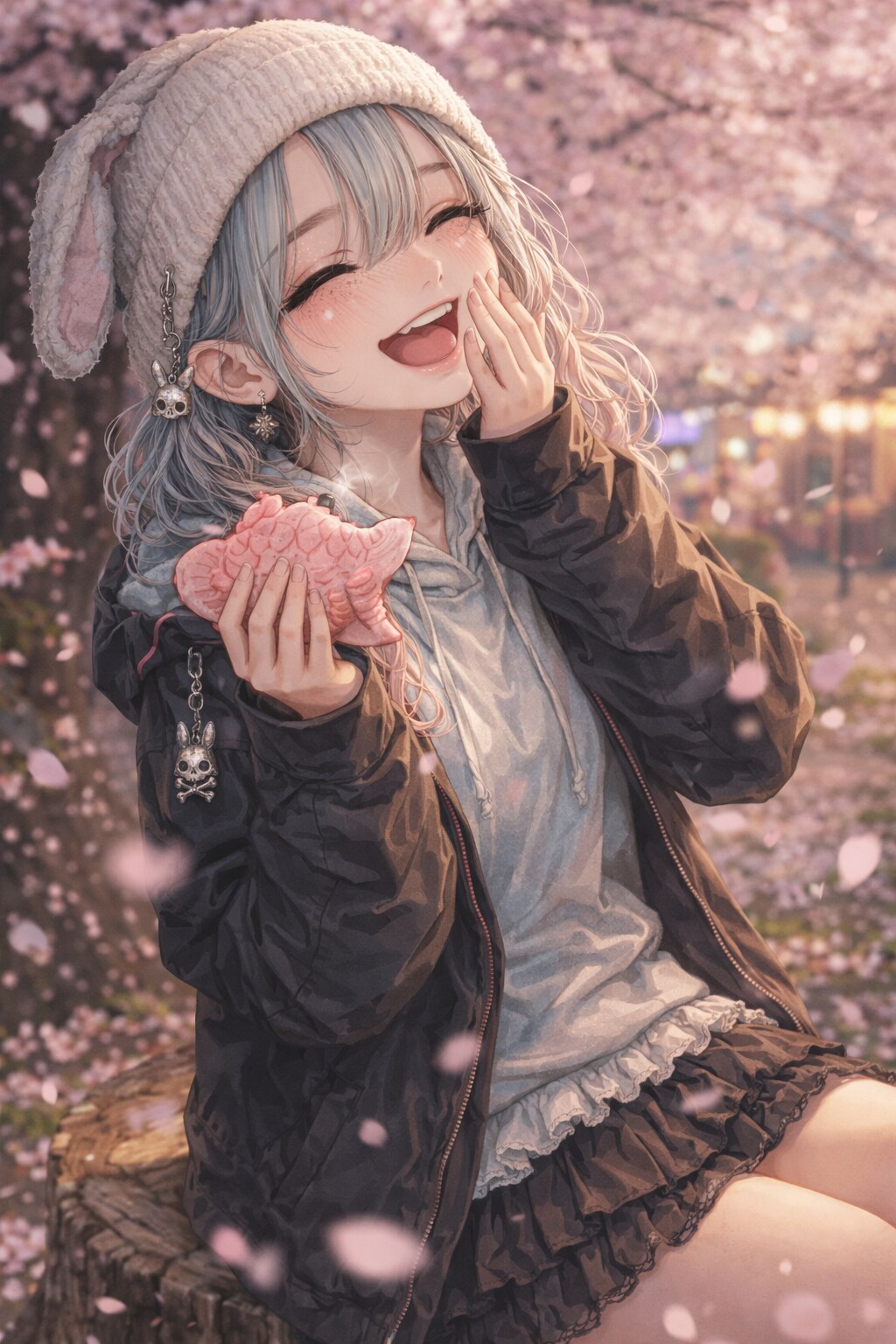 ピンクのたい焼きと少女