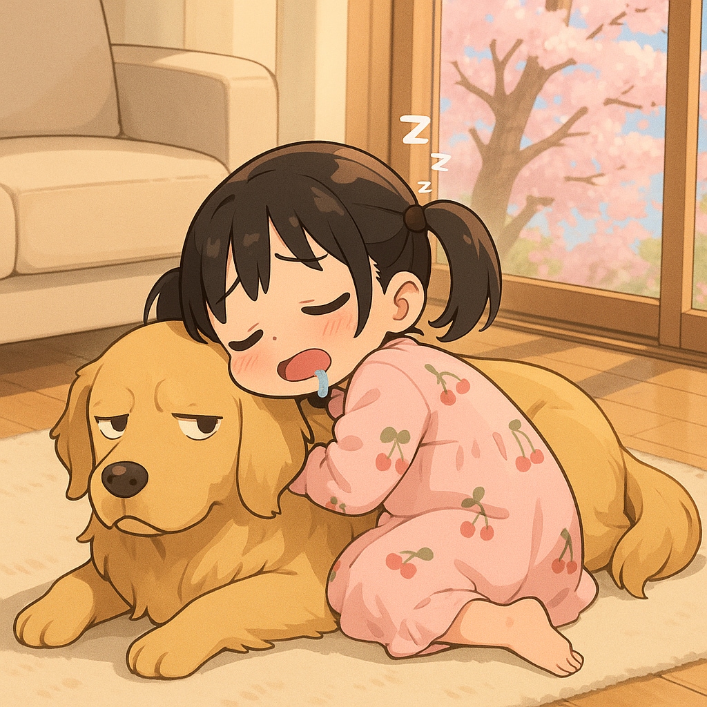 ワンちゃんと一緒におねんね。zzz