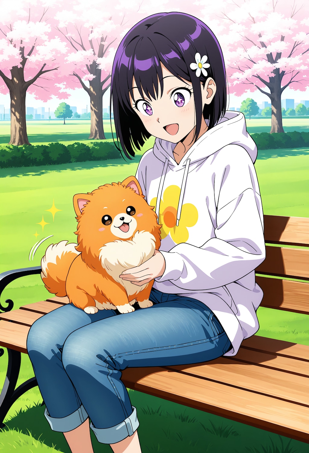 ポメラニアンと遊ぶひまりちゃん