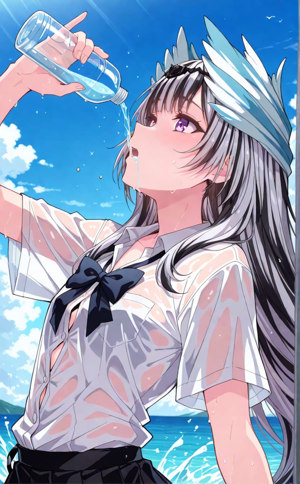 夏と水分補給と少女