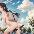 全裸登校(自転車) 3枚目