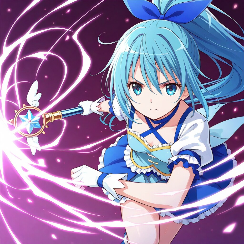 青いポニーテールの魔法少女2 | の人気AIイラスト・グラビア