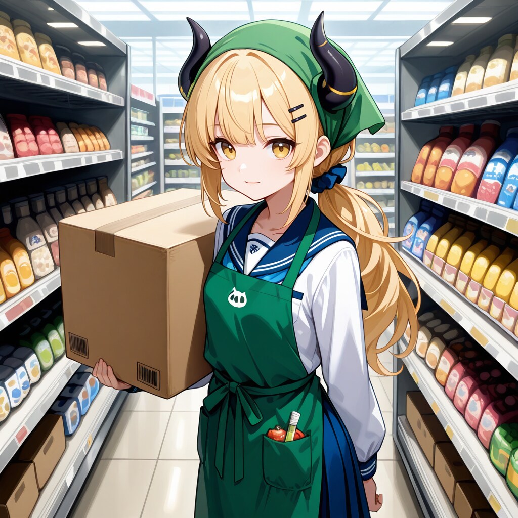 放課後や土日にスーパーちちぷいで品出し業務中の女鬼高生さん