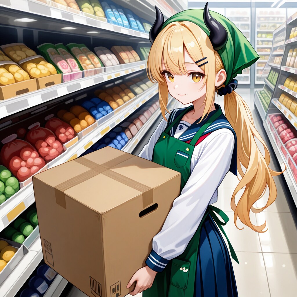 放課後や土日にスーパーちちぷいで品出し業務中の女鬼高生さん