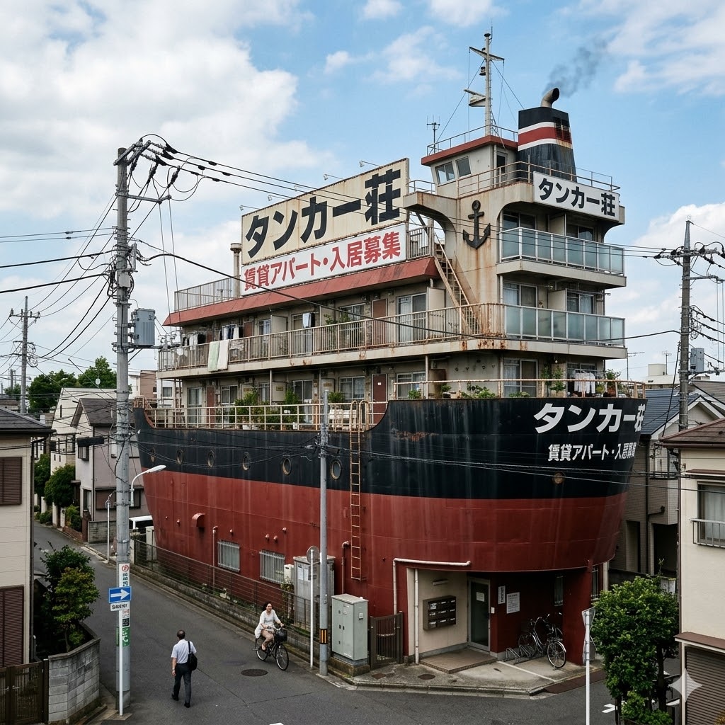 タンカー型のアパート
