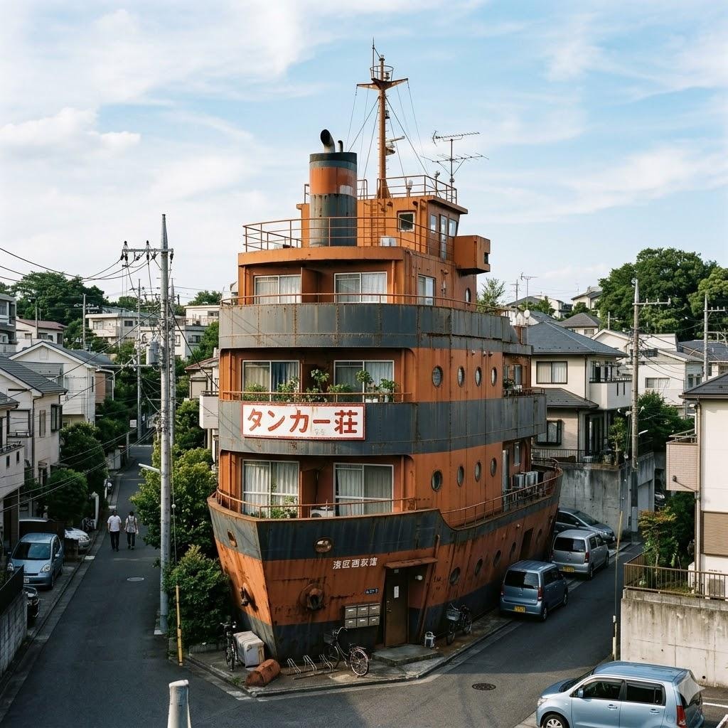 タンカー型のアパート